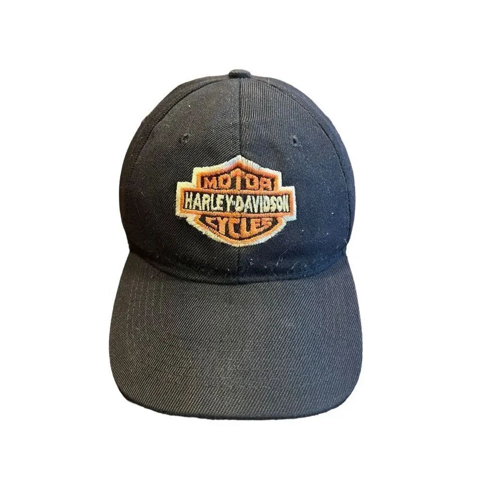 Vintage Harley Davidson black orange baseball cap biker motorcycle hat